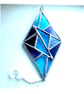 Stained Glass Diamond Suncatcher Handmade Turquoise Purple Triangles  - Image 6
