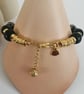 Black, gray & gold rhinestone beaded bracelet - Image 7