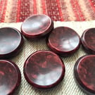 27mm, chunky burgungy vintage buttons, pack of 7, old maroon buttons