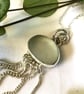 Handcrafted Silver Jellyfish Pendant with Blue-green-Grey Seaham Sea Glass  - Image 4