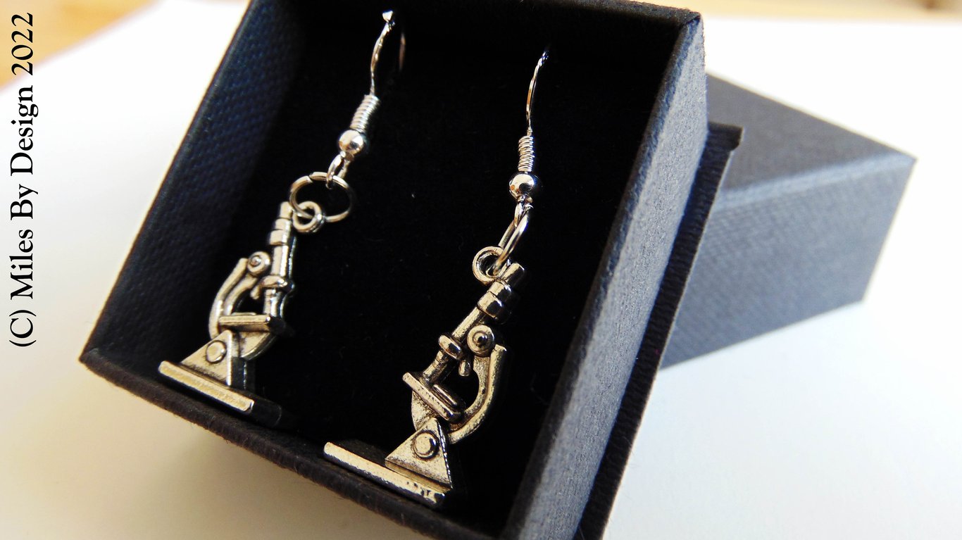 Novelty Microscope Drop Earrings On Sterling Silver Ear Hooks