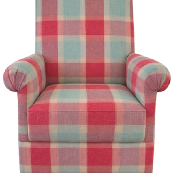 Laura Ashley Penrith Check Fabric Adult Chair Blue Red Accent Armchair Tartan