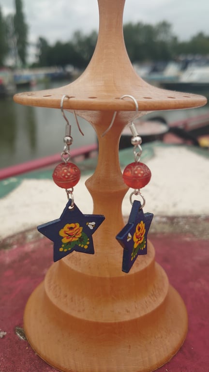 Bargeware canal art handpainted earrings