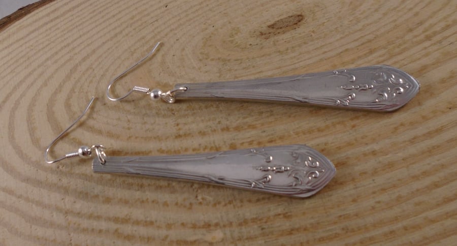 Upcycled Silver Plated Chandelier Sugar Tong Handle Earrings SPE082007