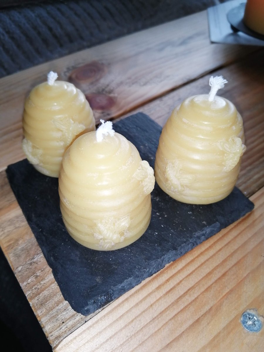 Organic beeswax candles - 3 small beeswax hives