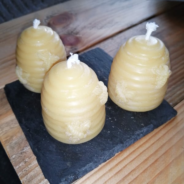Organic beeswax candles - 3 small beeswax hives