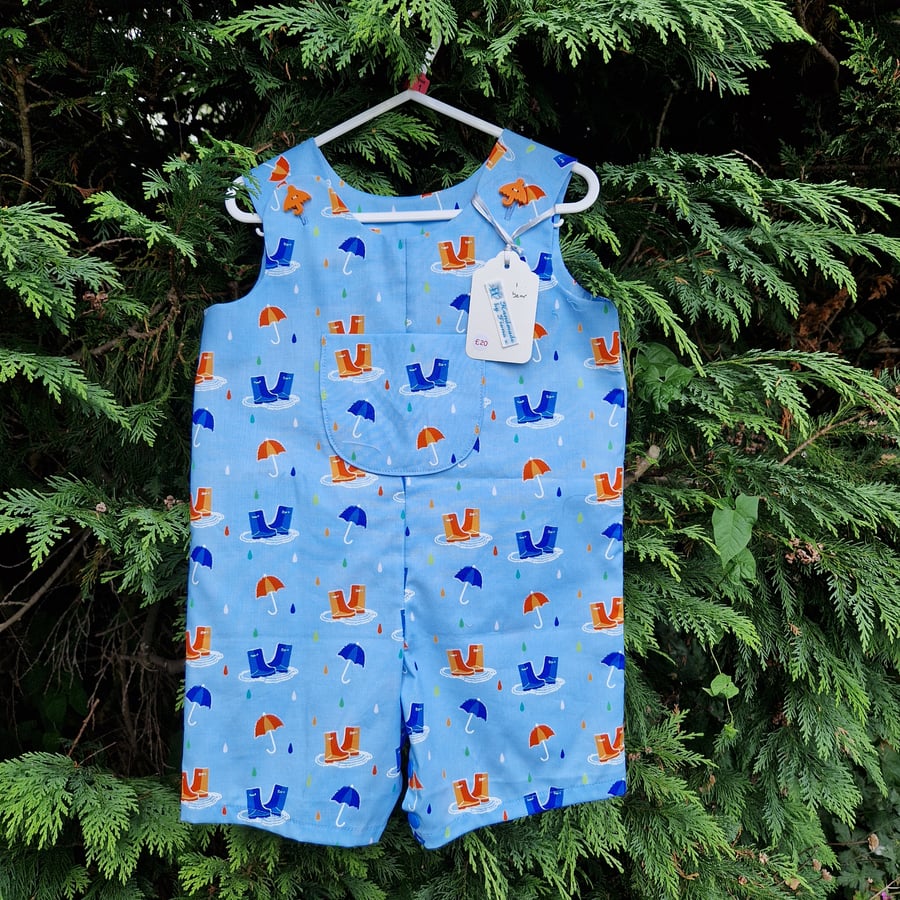Age: 1yr Blue Wellies and Umbrellas Rompers
