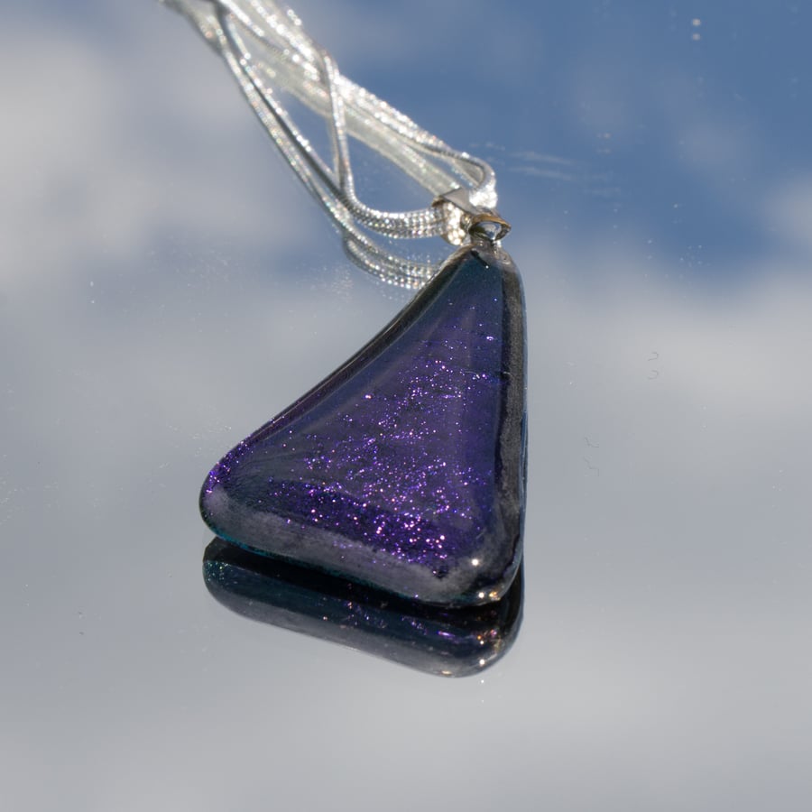 Purple Triangular Dichroic Glass Pendant - 1258