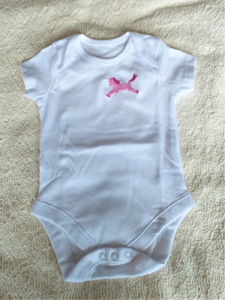 Unicorn, Baby Vest , Age 3-6 Months, hand embroidered