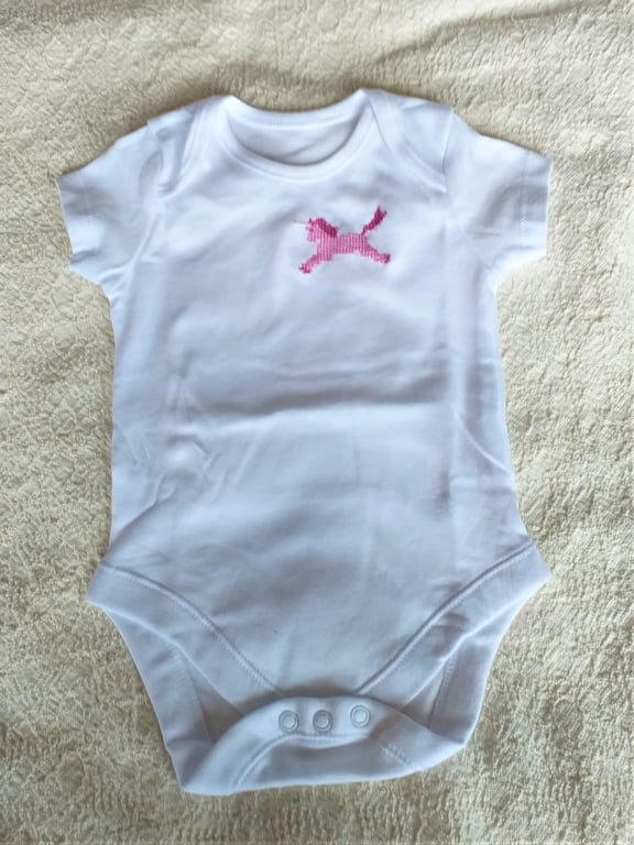 Unicorn, Baby Vest , Age 3-6 Months, hand embroidered