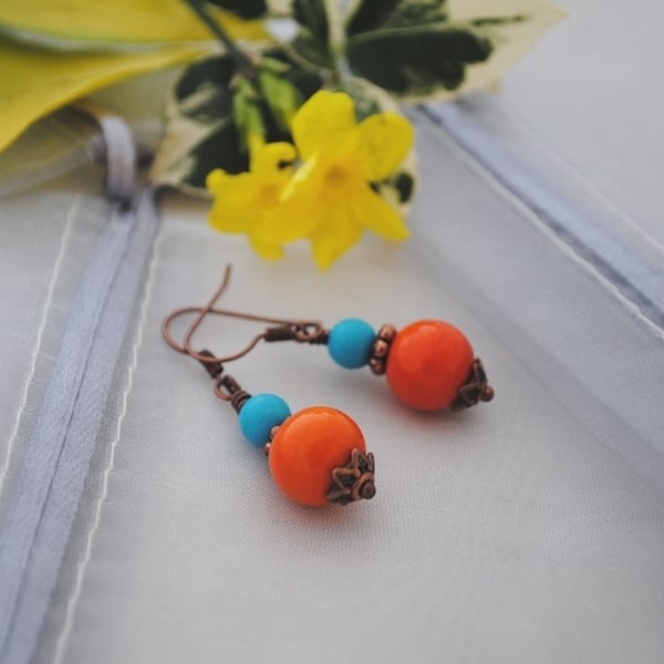 Orange splash earrings 