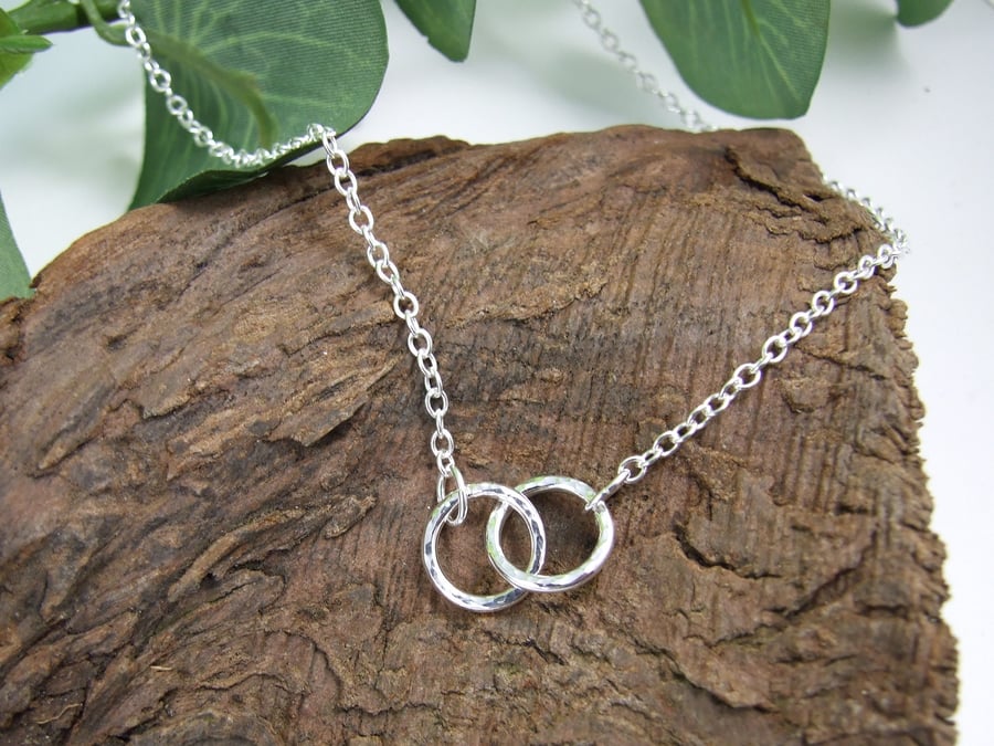 Interlocked Circles Necklace, Sterling Silver 
