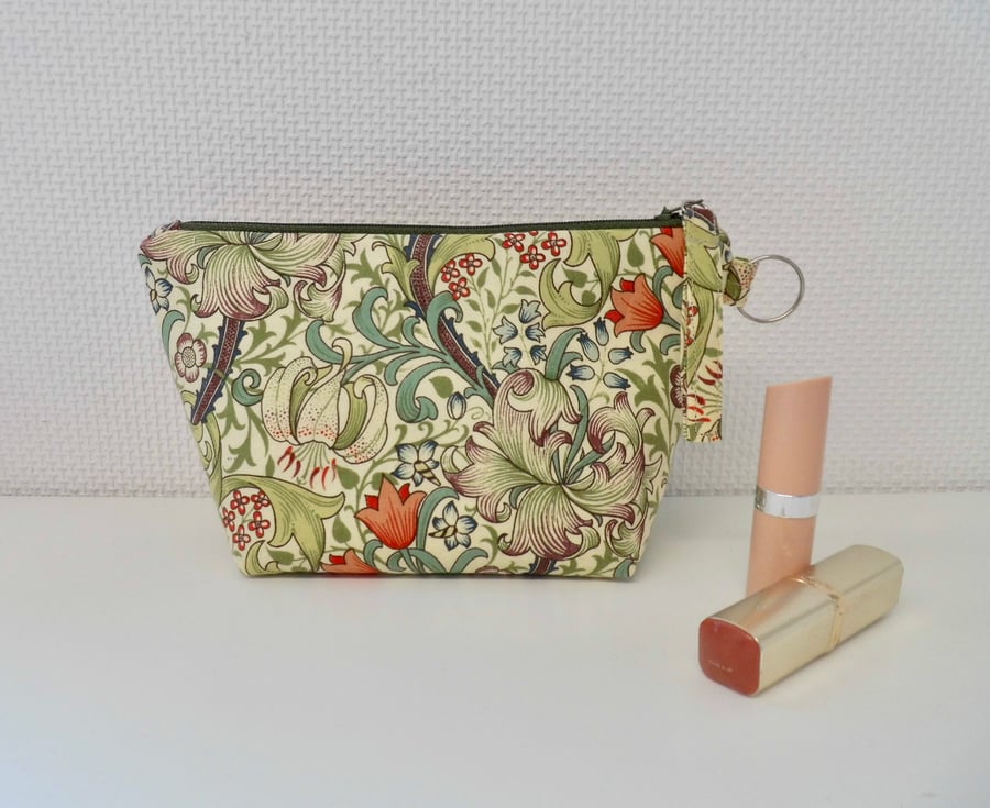 Make up bag in William Morris fabric Golden Lily
