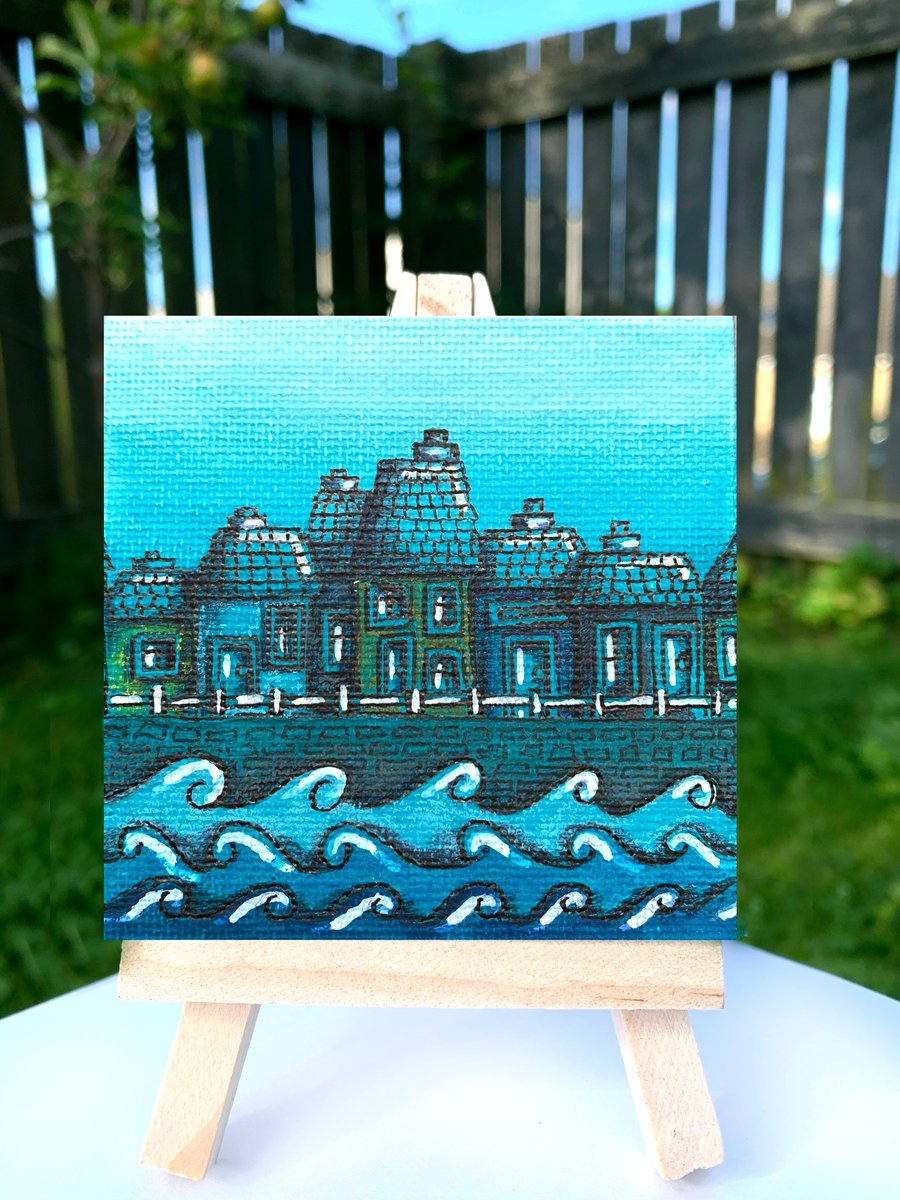 Original Miniature Artwork - Harbour Houses