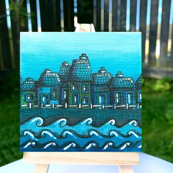 Original Miniature Artwork - Harbour Houses
