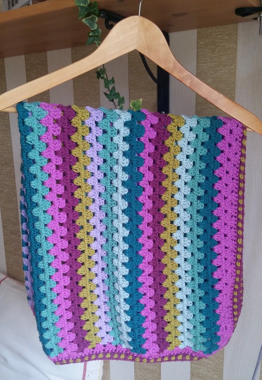 Handmade Crochet Baby Blanket. Pram, Cot, Crib, Car Seat, New Baby Gift Present 