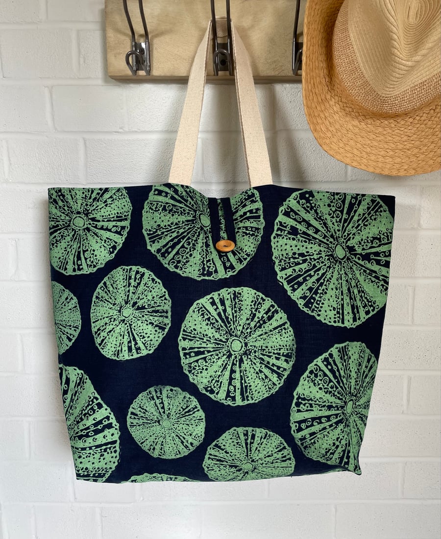 Beach Bag - Handprinted Sea Urchins