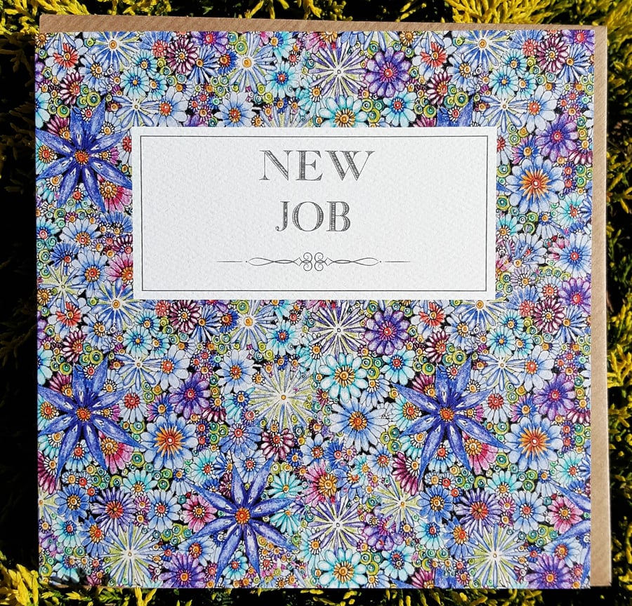 New job floral doodle card