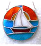 Sailboat Sunset Stained Glass Suncatcher Handmade Ring 031