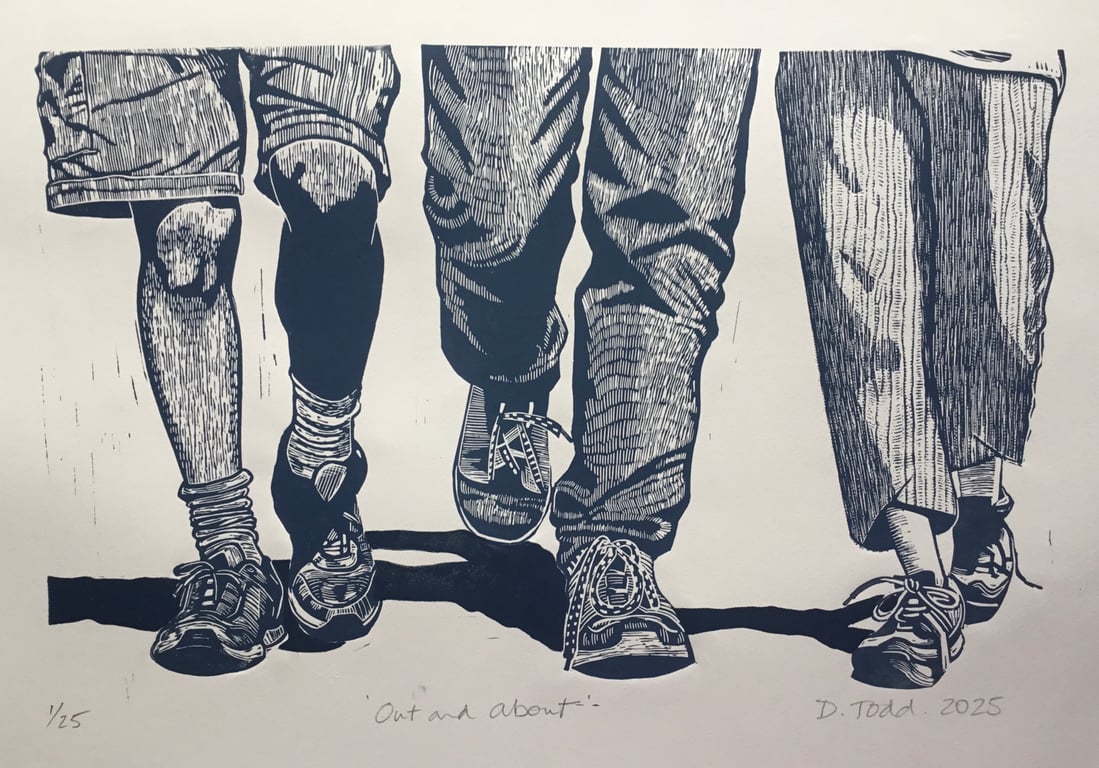 'Out and About' Linocut Print