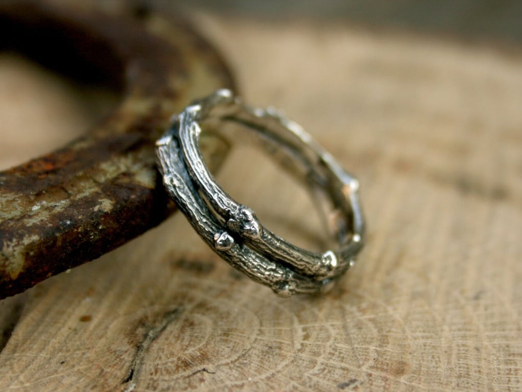 Handmade Chunky Silver Double Twig Ring