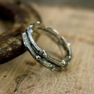 Handmade Chunky Silver Double Twig Ring