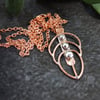 Copper and Sterling Silver Feather Long Chain Pendant