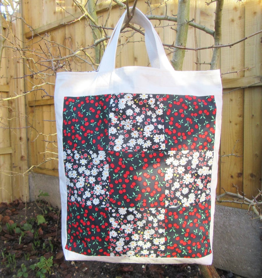 Lined Patchwork Tote with Comfy Grip Handle