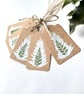 Handmade Christmas Gift Tags, Pack of 5 Hand Painted Sliver and Pressed Fern - Image 1