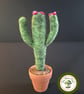 Small Flowering Cactus. Needle Felted with Wool Fibres. Real Terracotta Pot.