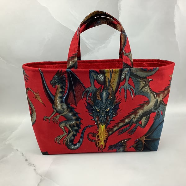 Dragons tote bag, Gothic shopper, handmade in Sussex