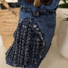 Owl inspired soft sculpture ornament 