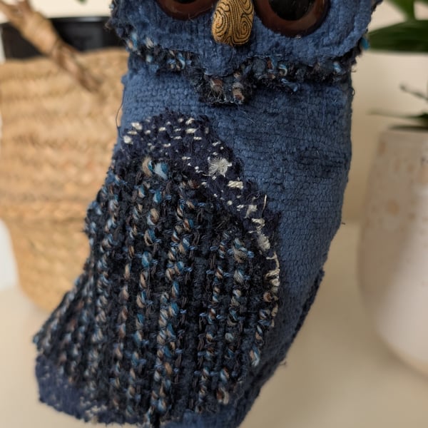 Owl inspired soft sculpture ornament 