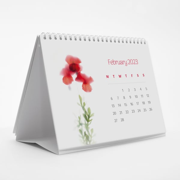 2023 desk calendar with elegant minimal floral illustrations