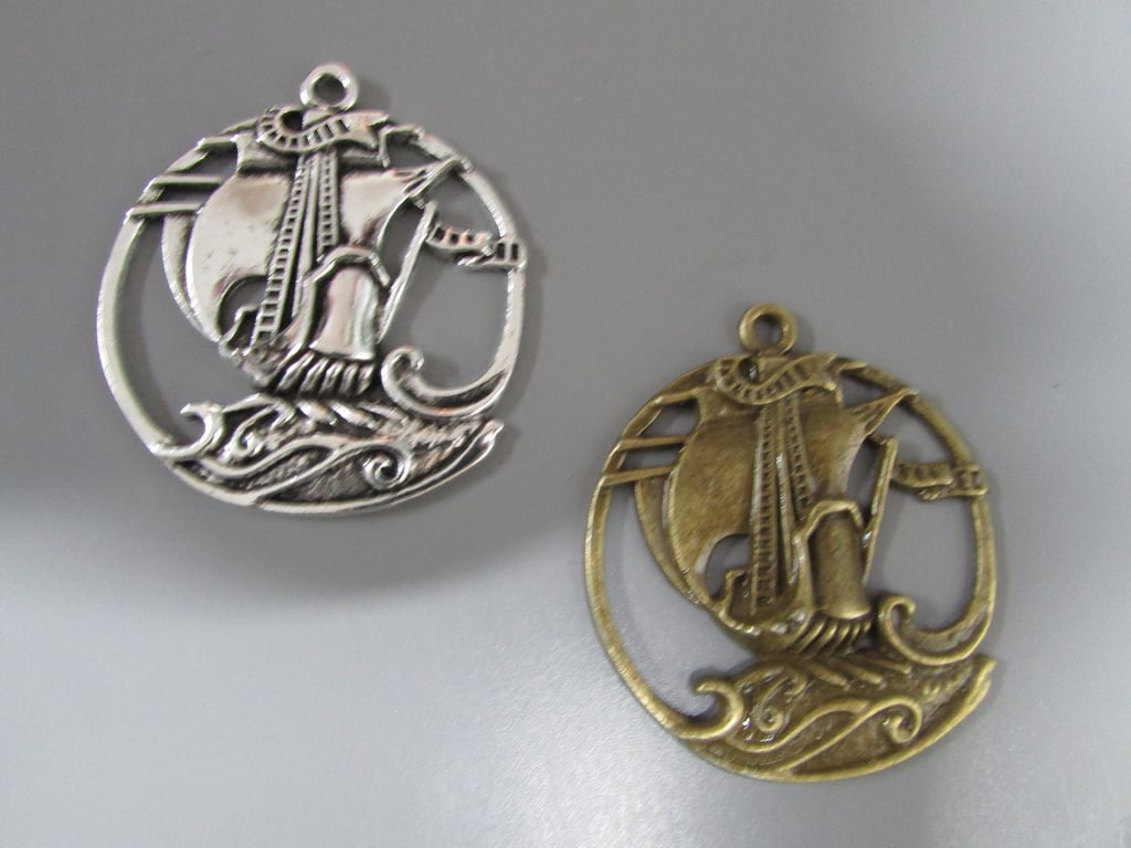 Large Ship Jewellery making charm pendant