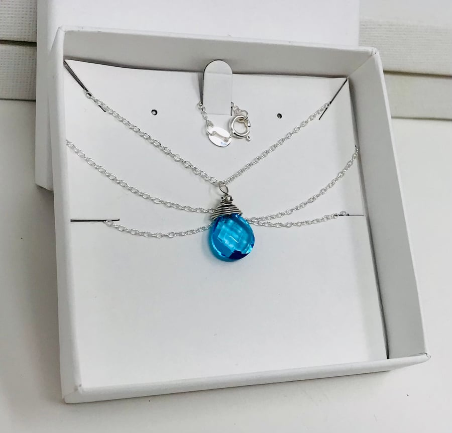 Blue Topaz Quartz in silver 