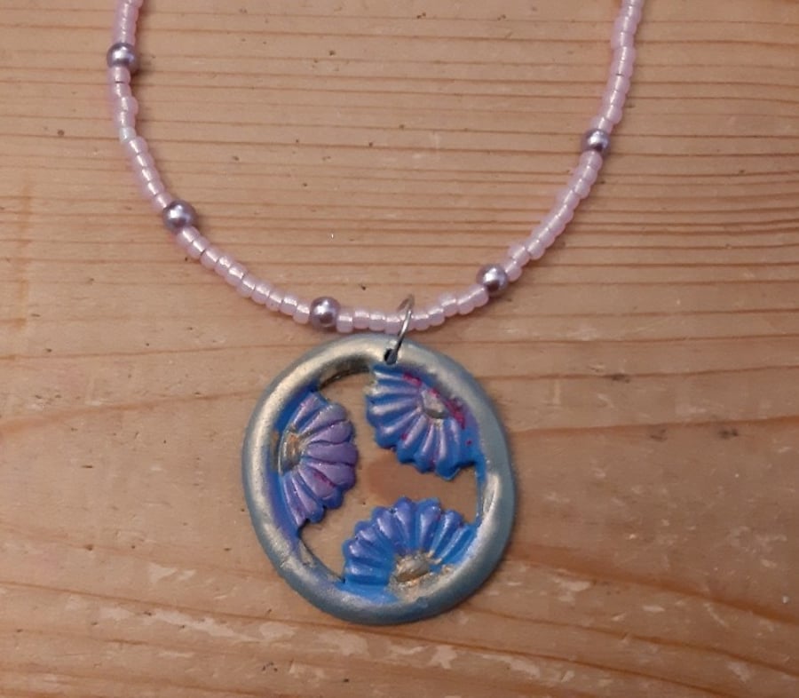 Circular Floral Pendant Necklace