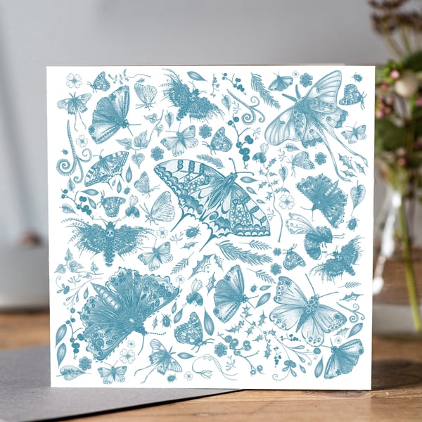 Beautiful China Blue Butterflies Greeting card