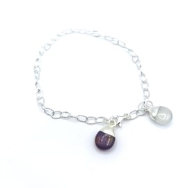 Birthstone Charm Bracelet - Sterling Silver - 2 charms
