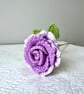 Crochet Lilac Rose with 3 Leaves Summer Seconds - Image 2