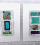 Pretty Patterned Green Turquoise Blue Handstitched Geometric Small Artworks - Image 1