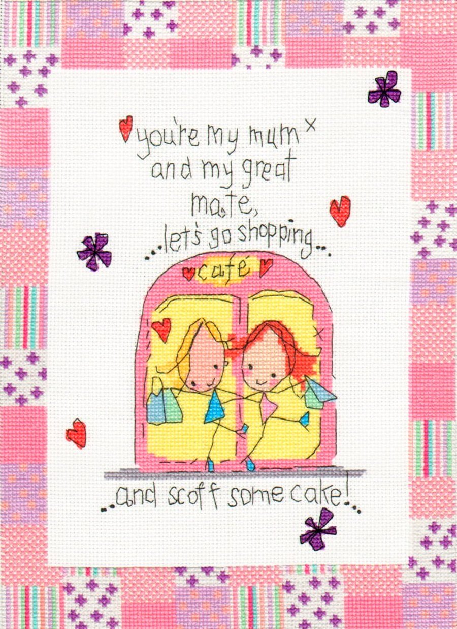 Juicy Lucy - Mum & daughter going shopping cross stitch kit.