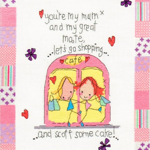 Juicy Lucy - Mum & daughter going shopping cross stitch kit.