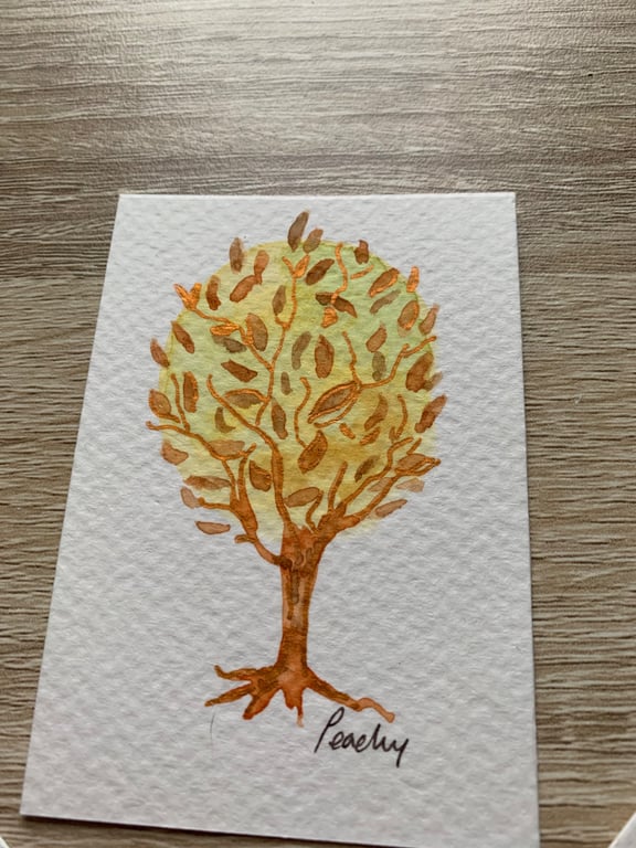ACEO Original Abstract Watercolour Miniature Tree