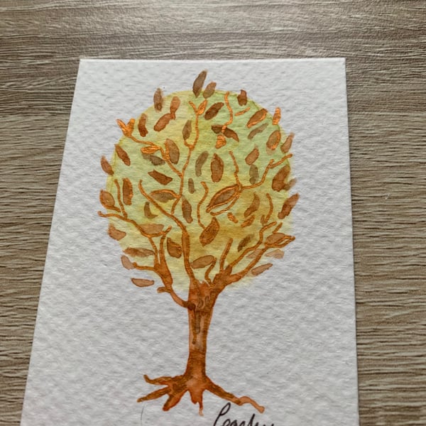 ACEO Original Abstract Watercolour Miniature Tree