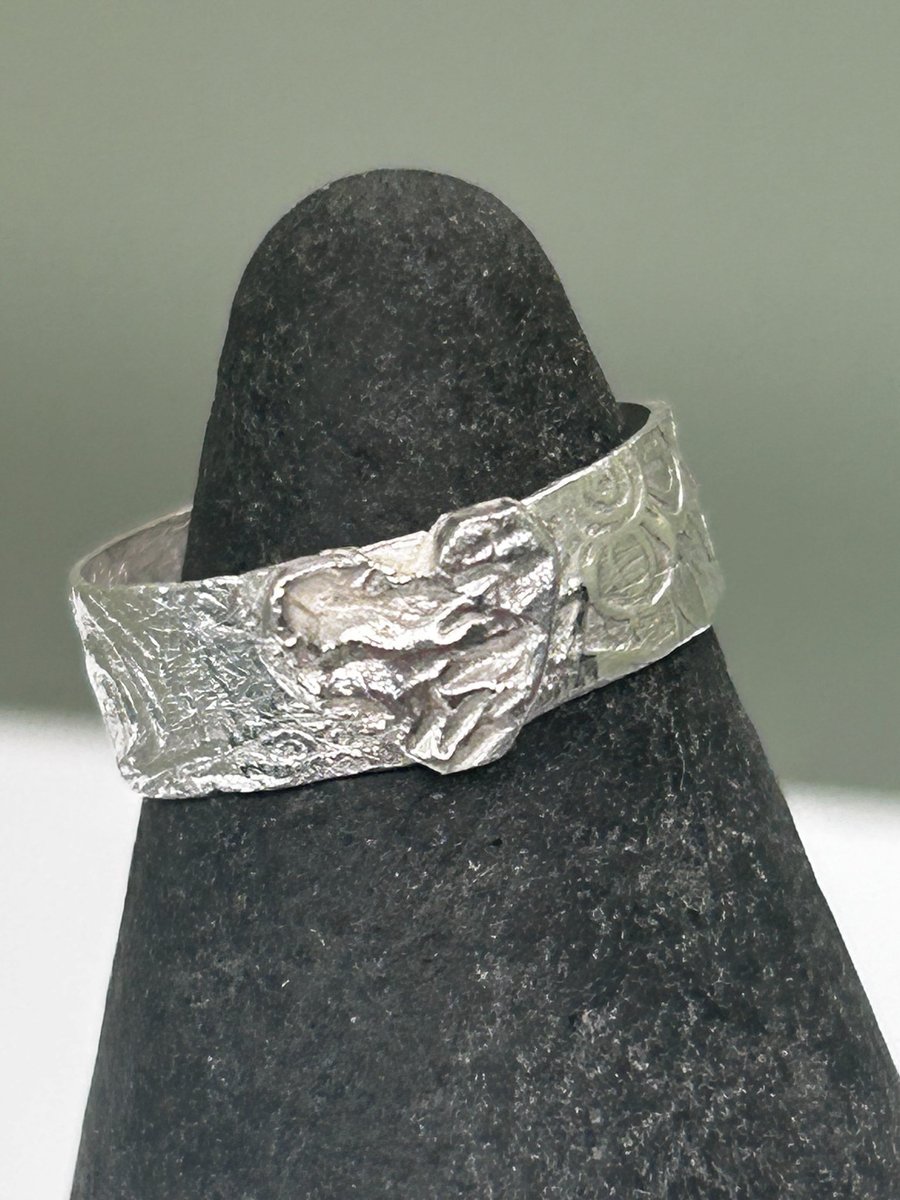Boho Heart band ring - PMC