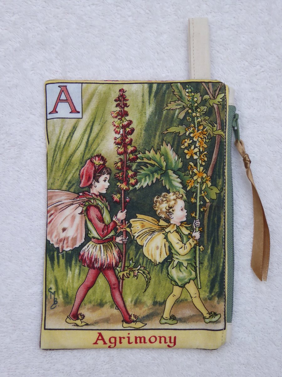 Flower Fairy Print Pixie Purse. A. Agrimony.  Flower Alphabet Fairy