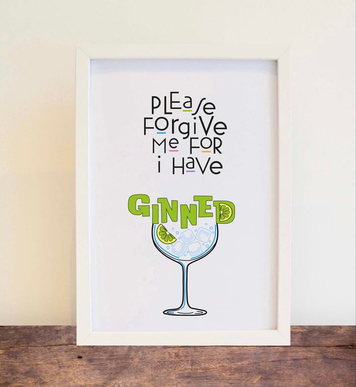 Gin Print - fun wall art, home decor. Free postage