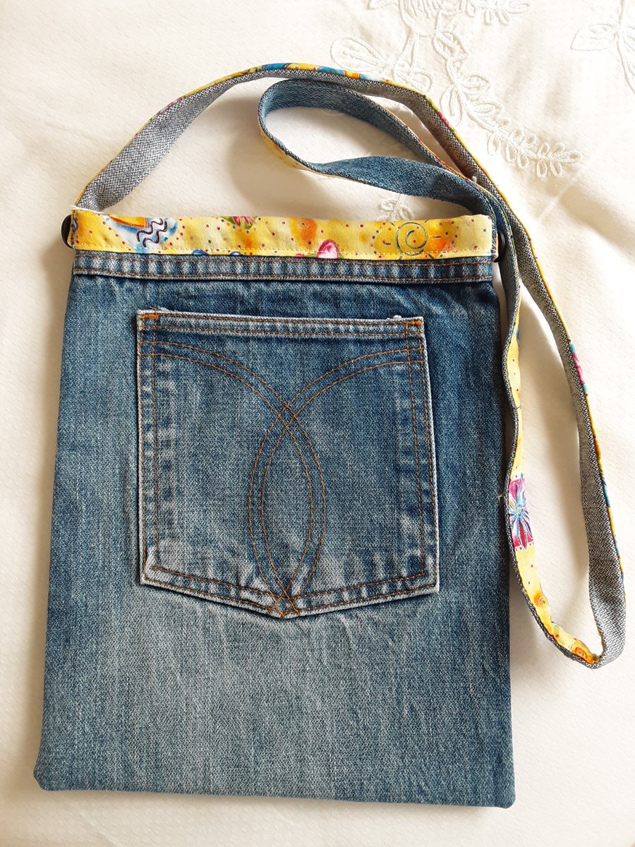 Recycled Jeans Cross Body Bag