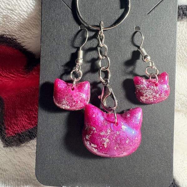 Resin earring and keyring set